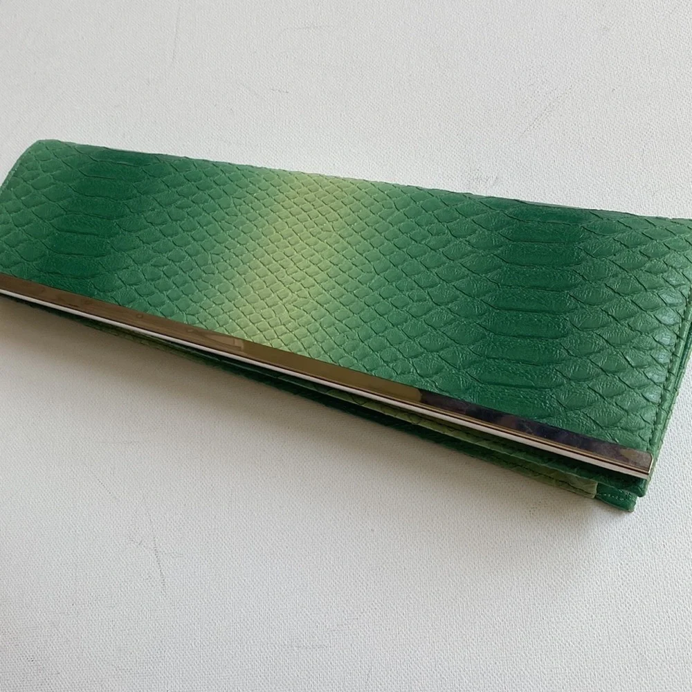 Python‎ asymmetrical green ombré clutch purse